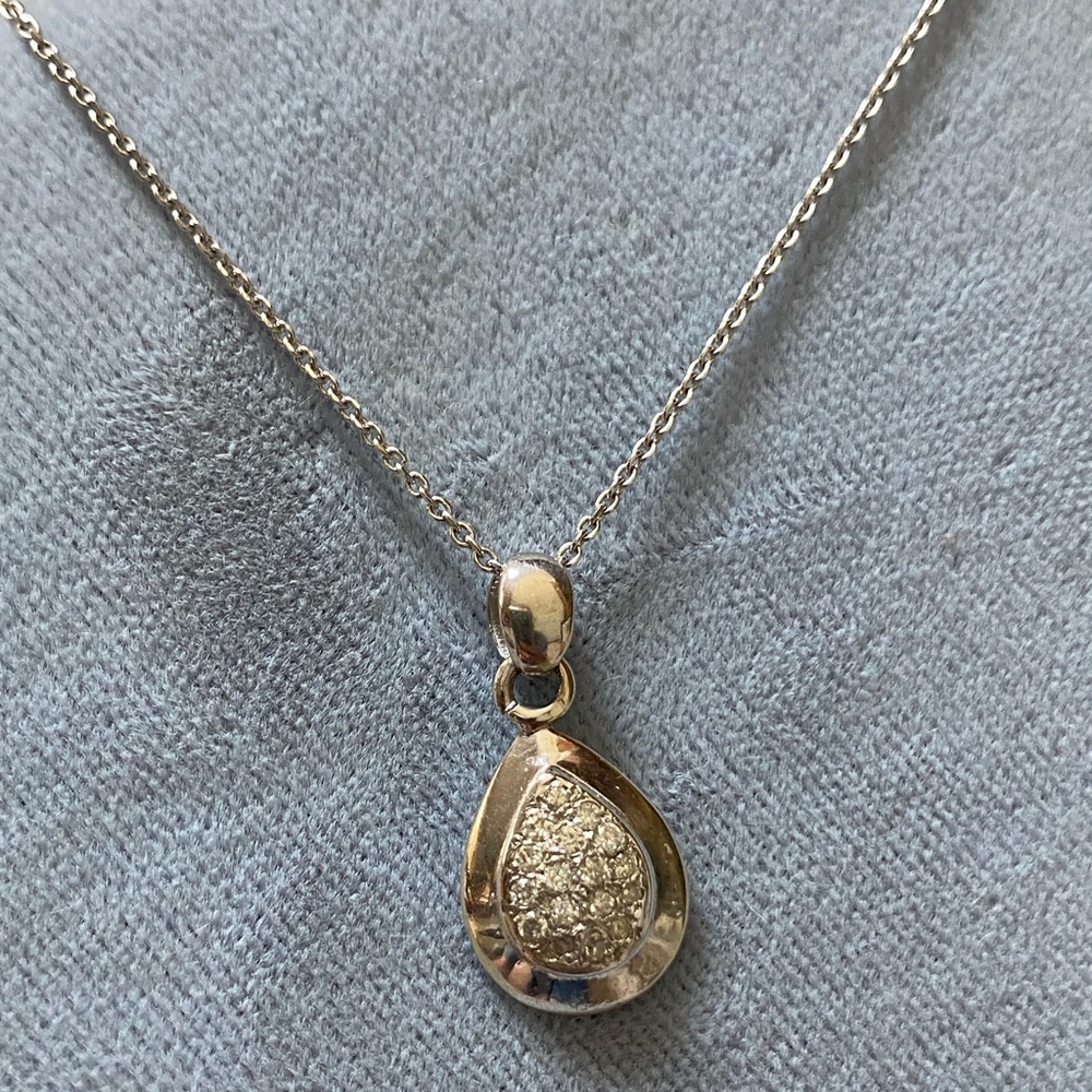 SOLID 14KT GOLD GENUINE DIAMOND Pendant Charm Pear Shaped Diamond Cluster